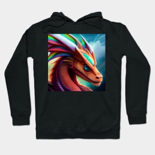 Rainbow Dragon with Orange Scales and Blue Eyes Hoodie